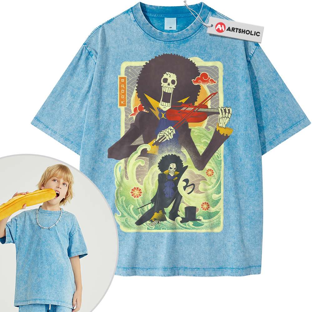 Alternative view of Brook Shirt For Kids, One Piece Shirt For Kids, Anime Shirt For Kids, Vintage Tee For Kids