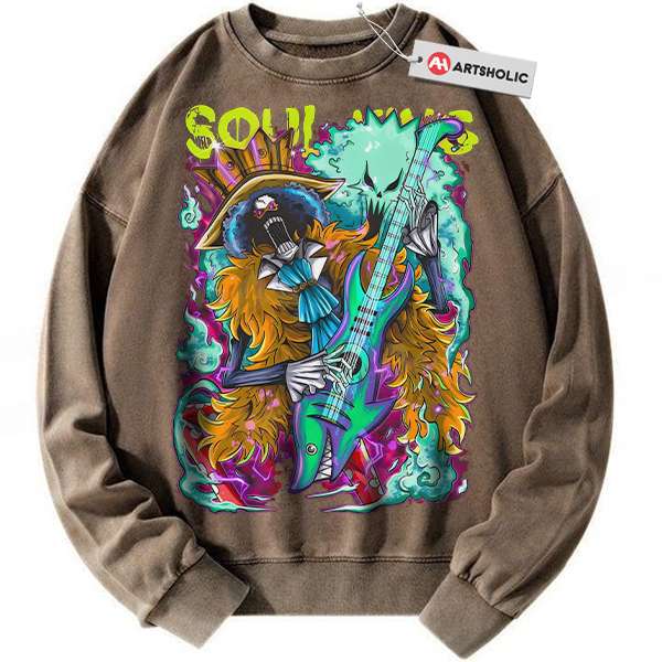 Alternative view of Brook Sweatshirt, One Piece Sweatshirt, Anime Sweatshirt, Vintage Sweatshirt