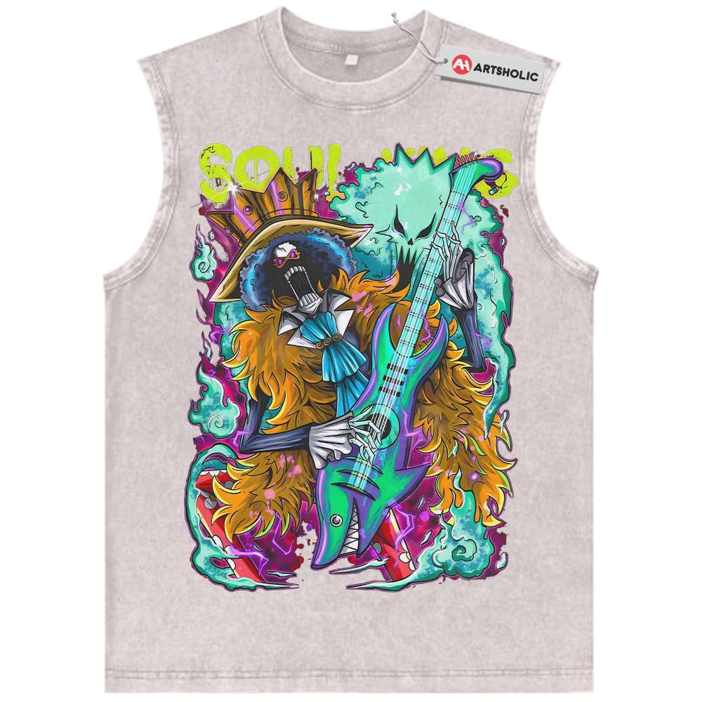 Alternative view of Brook Tank Top, One Piece Tank Top, Anime Tank Top, Vintage Tank Top