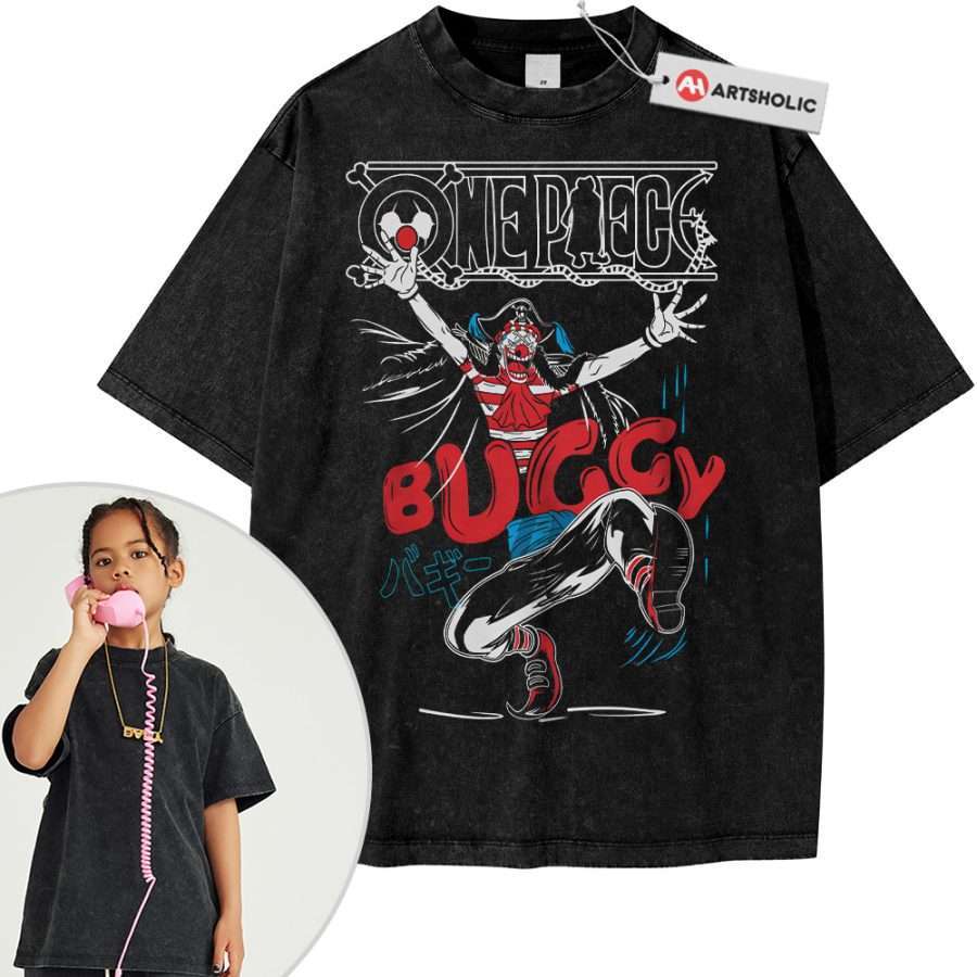 Alternative view of Buggy Shirt For Kids, One Piece Shirt For Kids, Anime Shirt For Kids, Vintage Tee For Kids