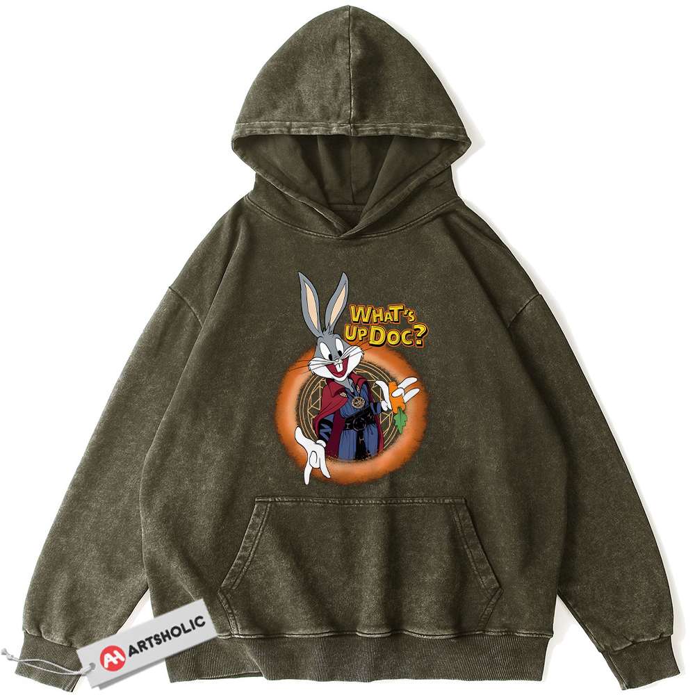 Alternative view of Bugs Bunny Hoodie, Looney Tunes Hoodie, Cartoon Hoodie, Vintage Hoodie