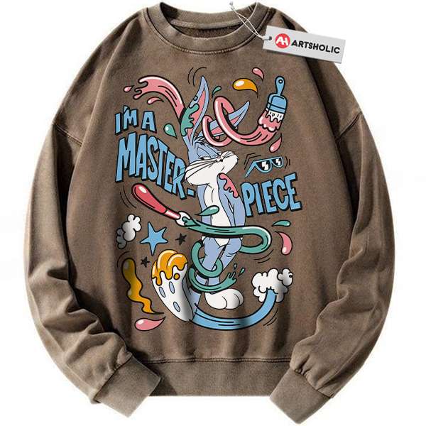 Alternative view of Bugs Bunny Sweatshirt, Looney Tunes Sweatshirt, Cartoon Sweatshirt, Vintage Sweater