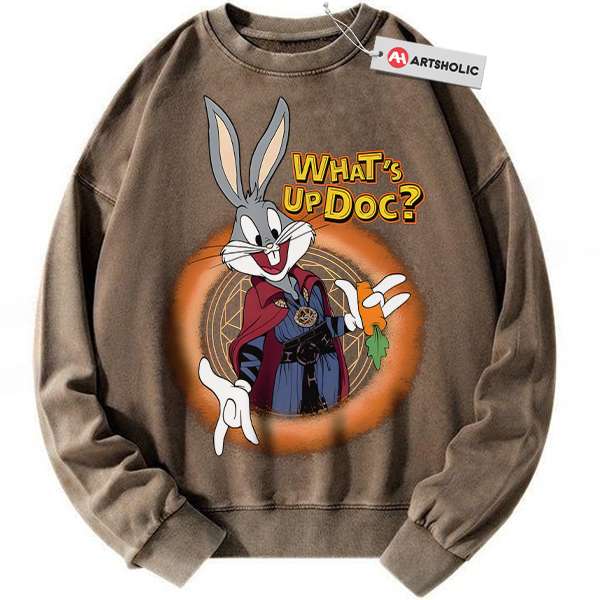 Alternative view of Bugs Bunny Sweatshirt, Looney Tunes Sweatshirt, Cartoon Sweatshirt, Vintage Sweater