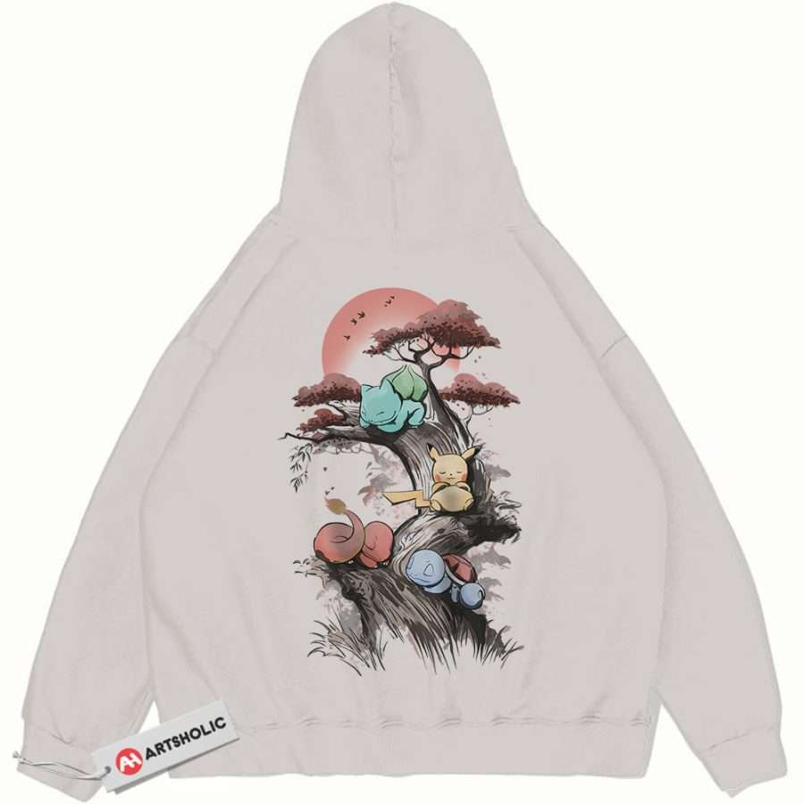 Alternative view of Bulbasaur Hoodie, Squirtle Hoodie, Charmander Hoodie, Pikachu Hoodie, Pokemon Hoodie, Anime Hoodie, Vintage Hoodie