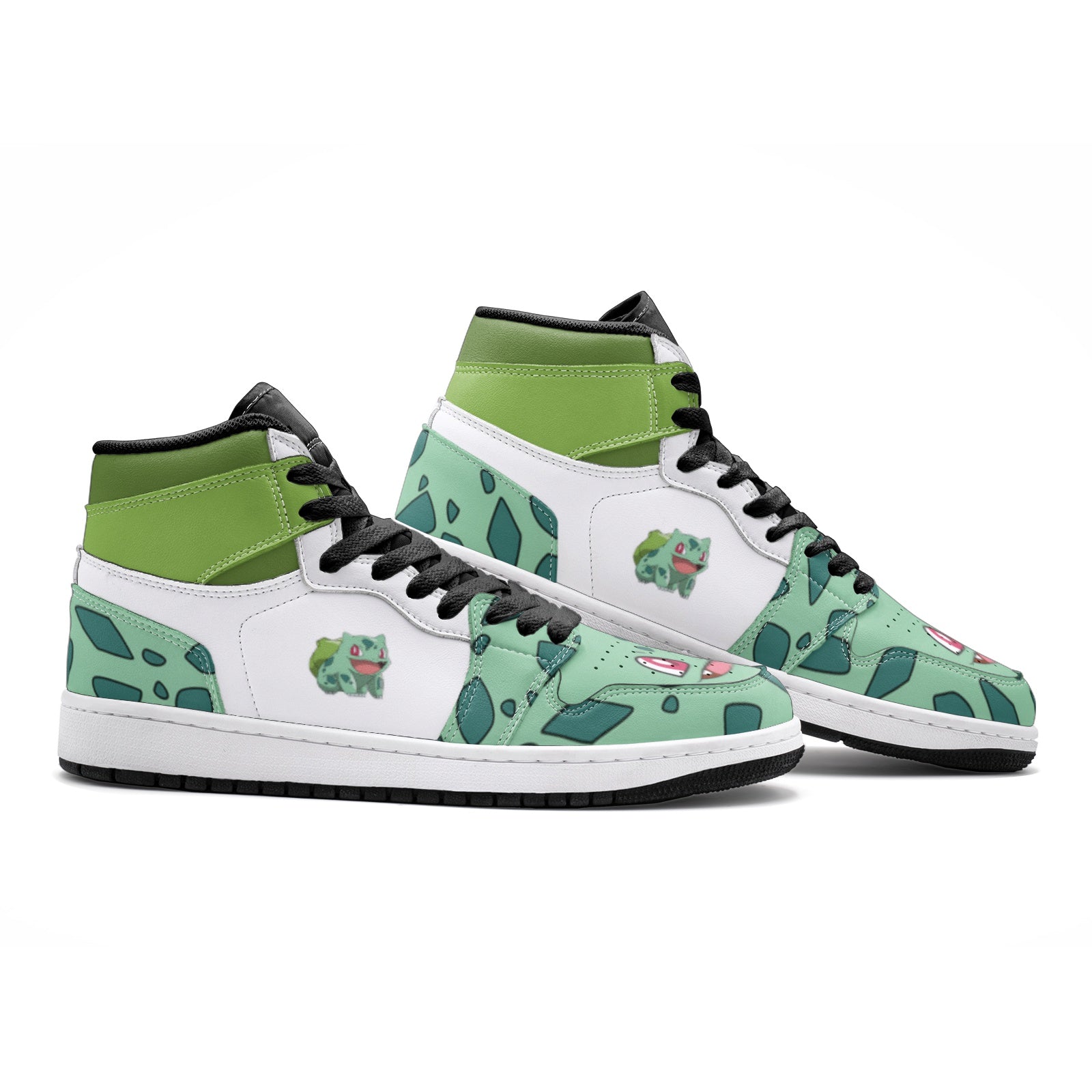 Alternative view of Bulbasaur Pokemon Custom Sneaker Mid 1 Basketball Shoes - Otaku Hall
