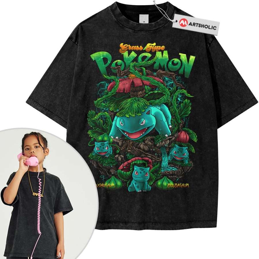 Alternative view of Bulbasaur Shirt For Kids, Ivysaur Shirt For Kids, Venusaur Shirt For Kids, Pokemon Shirt For Kids, Anime Shirt For Kids, Vintage T-Shirt For Kids