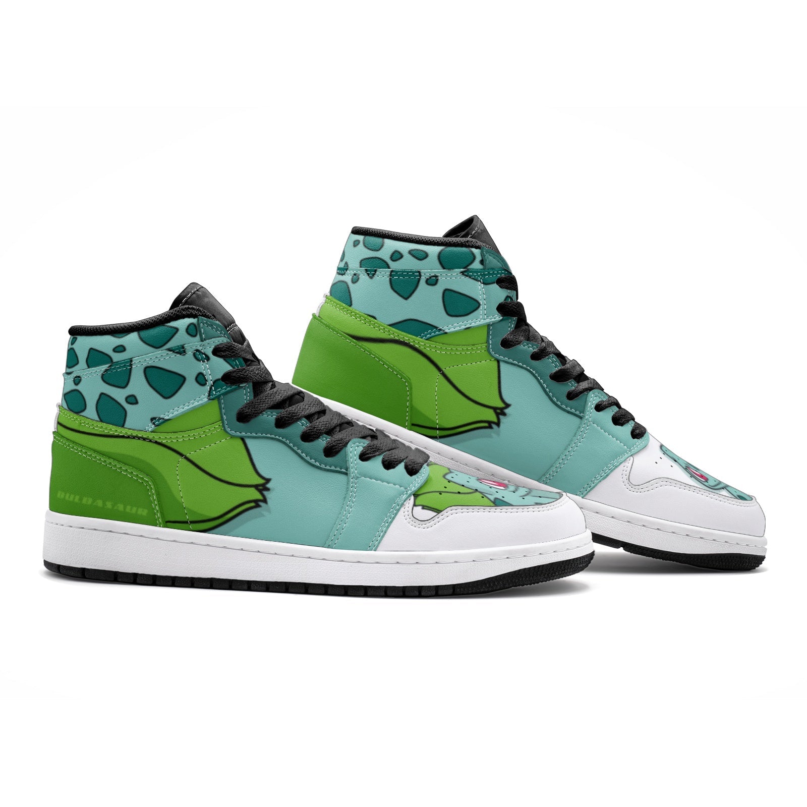 Alternative view of Bulbasaur Starter Pokemon Custom Sneaker Mid 1 Basketball Shoes - Otaku Hall
