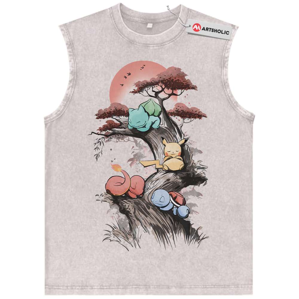 Alternative view of Bulbasaur Tank Top, Squirtle Tank Top, Charmander Tank Top, Pikachu Tank Top, Pokemon Tank Top, Anime Tank Top, Vintage Tank Top
