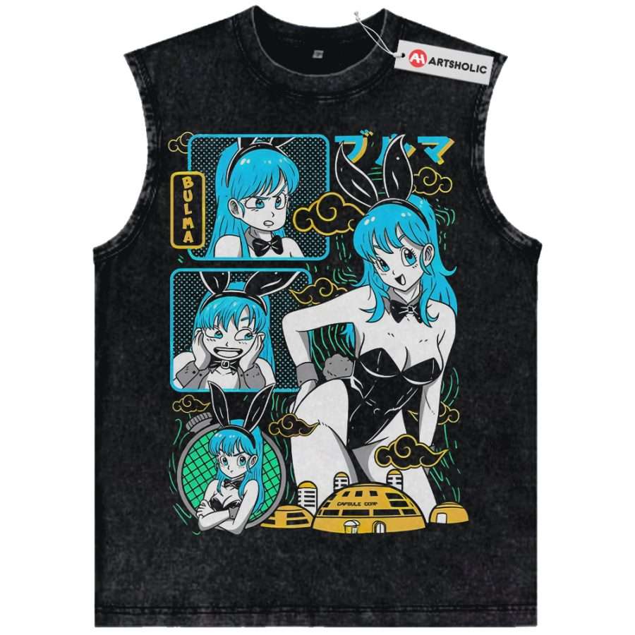 Alternative view of Bulma Tank Top, Dragon Ball Tank Top, Anime Tank Top, Vintage Tank Top