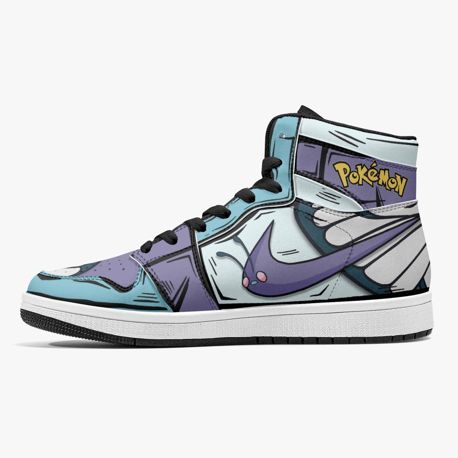 Alternative view of Butterfree Pokemon Custom Sneaker Mid 1 Basketball Shoes - Otaku Hall