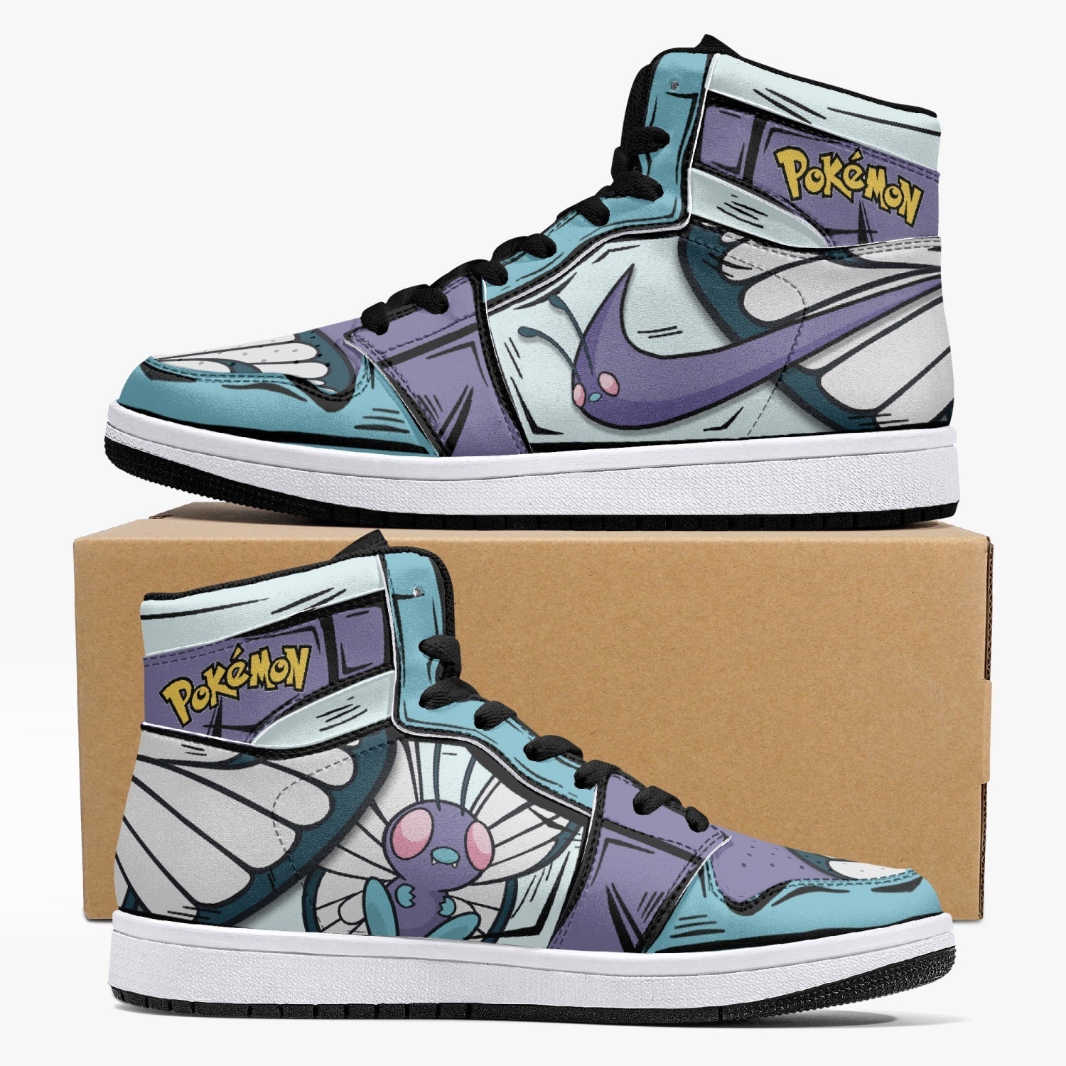 Butterfree Pokemon Custom Sneaker Mid 1 Basketball Shoes - Otaku Hall
