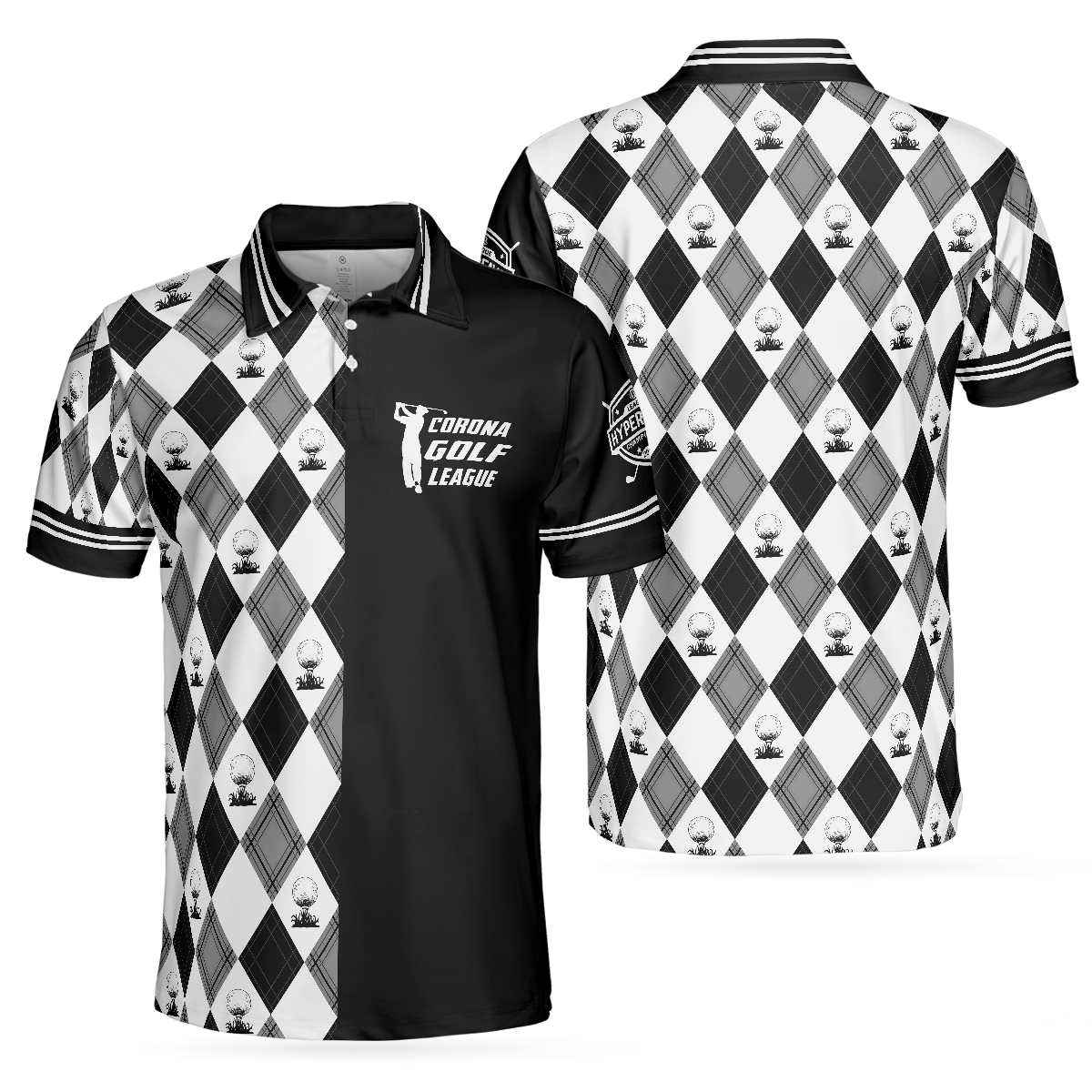 C-Golf League Customer Custom Polo Shirt, Argyle Pattern Polo Shirt, Best Golf Shirt For Men