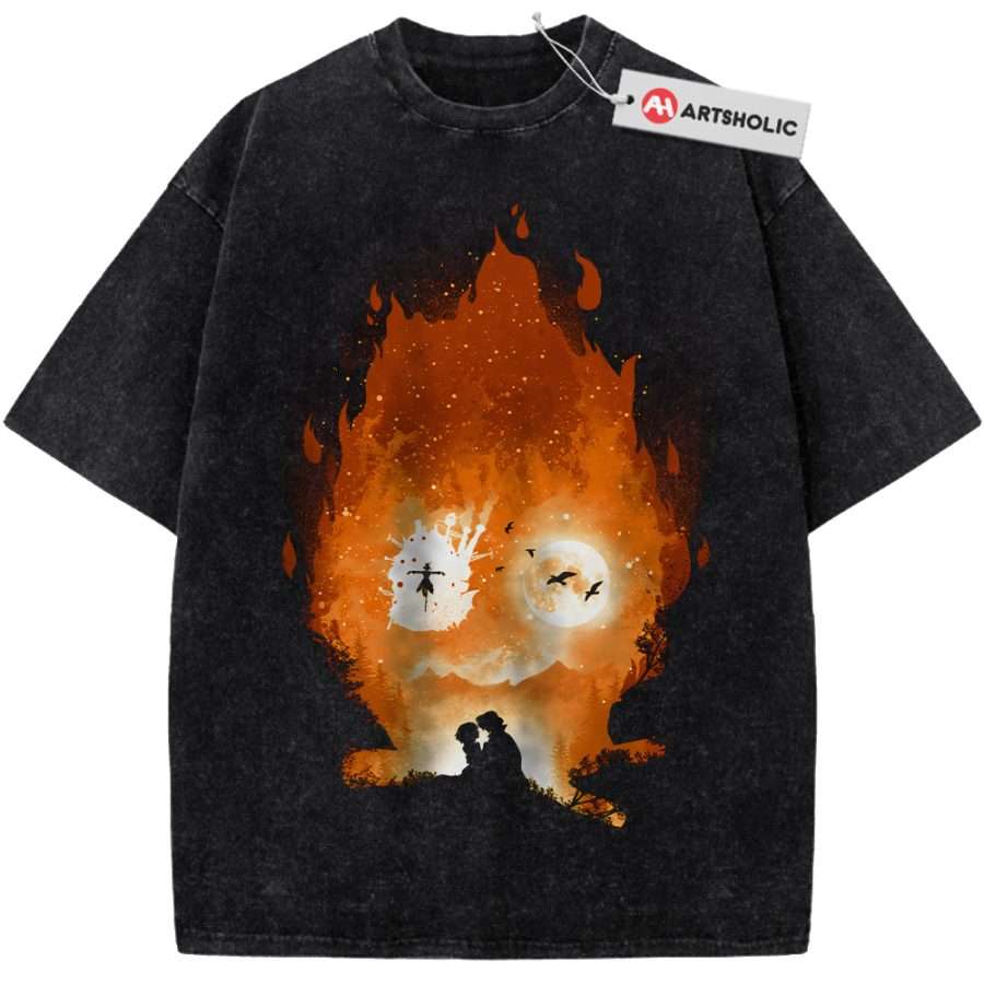 Alternative view of Calcifer Shirt, Howl's Moving Castle Shirt, Studio Ghibli Shirt, Anime Shirt, Vintage T-Shirt