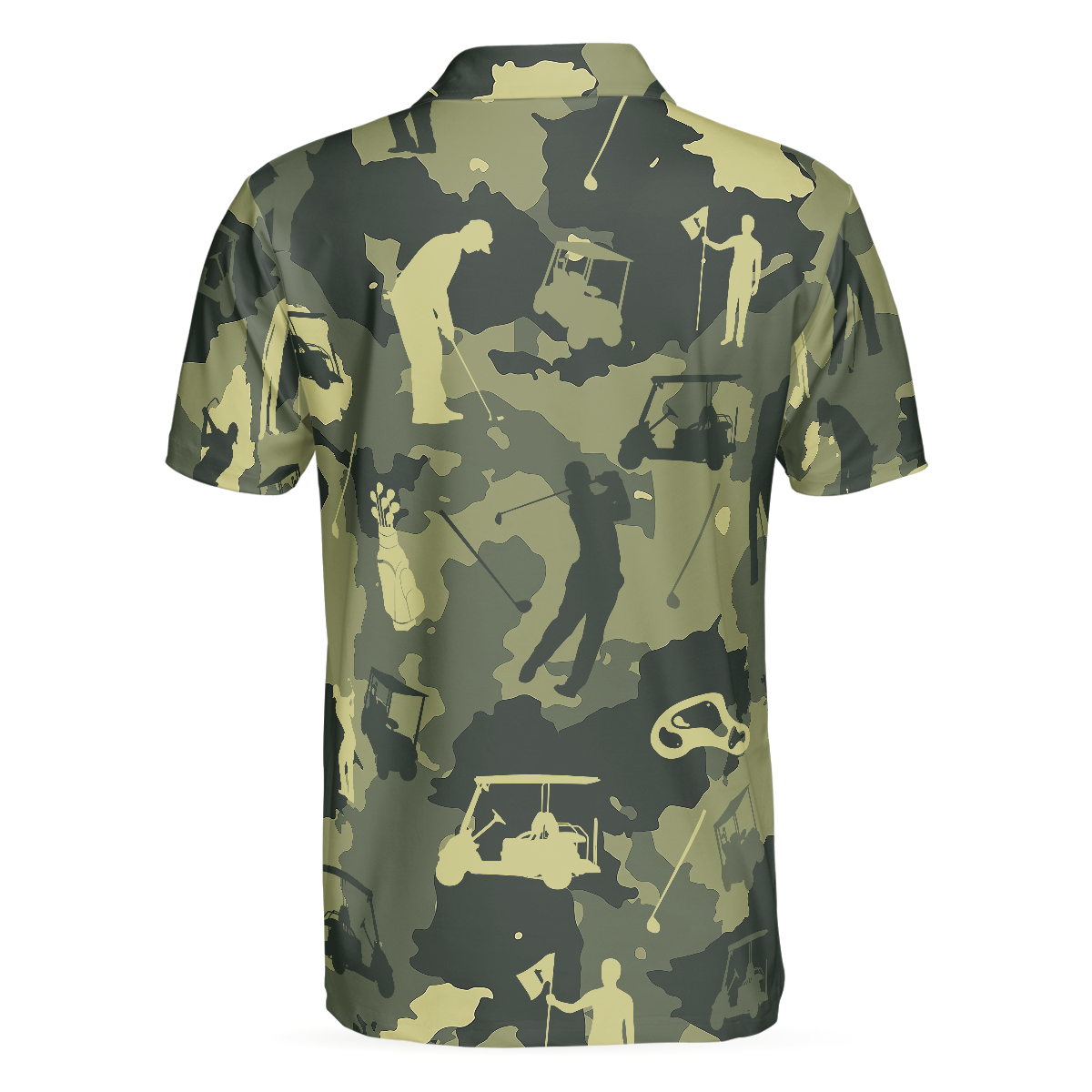 Alternative view of Camouflage Texture Golf Set Short Sleeve Polo Shirt, Military Polo Shirt, Camo Golf Shirt For Men