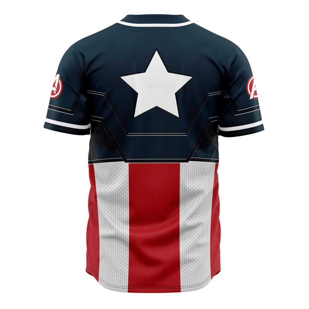 Alternative view of Captain America Cosplay Marvel Baseball Jersey