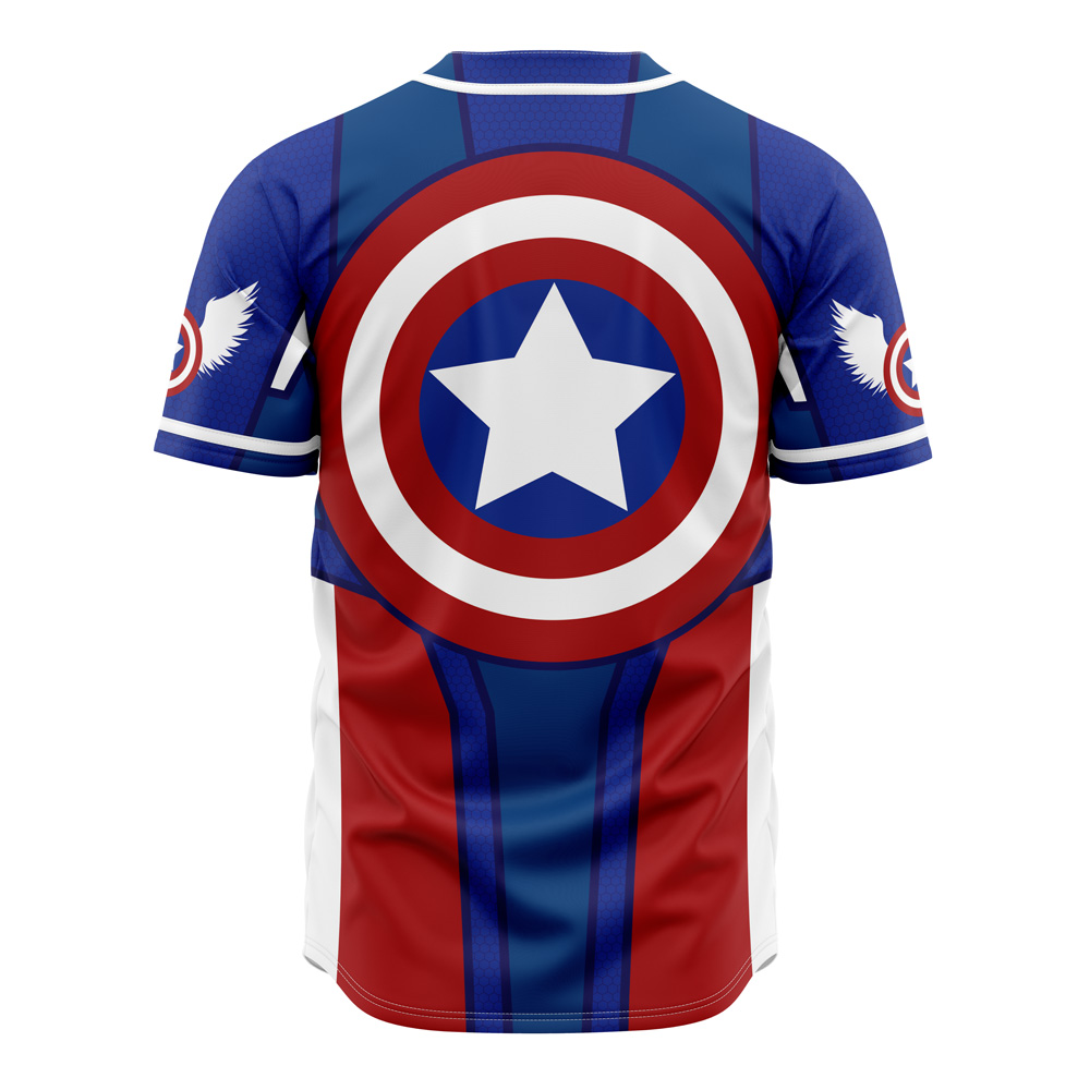Alternative view of Captain America Custom Baseball Jersey - Otaku Hall
