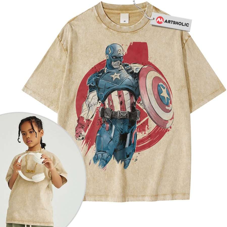 Alternative view of Captain America Shirt For Kids, Marvel Comics Shirt For Kids, Vintage T-Shirt For Kids