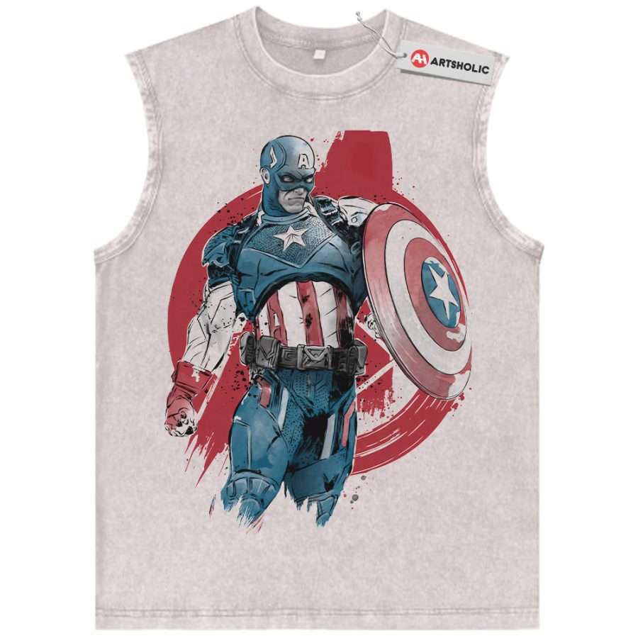 Alternative view of Captain America Tank Top, Marvel Comics Tank Top, Vintage Tank Top