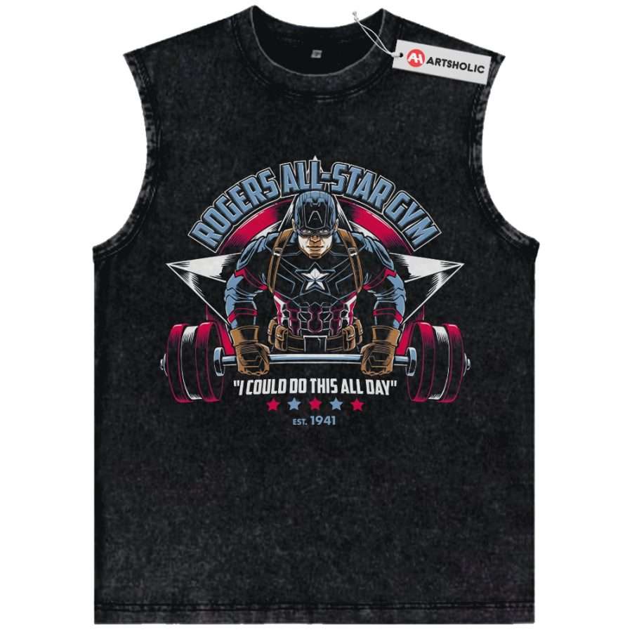 Alternative view of Captain America Tank Top, Marvel Comics Tank Top, Vintage Tank Top
