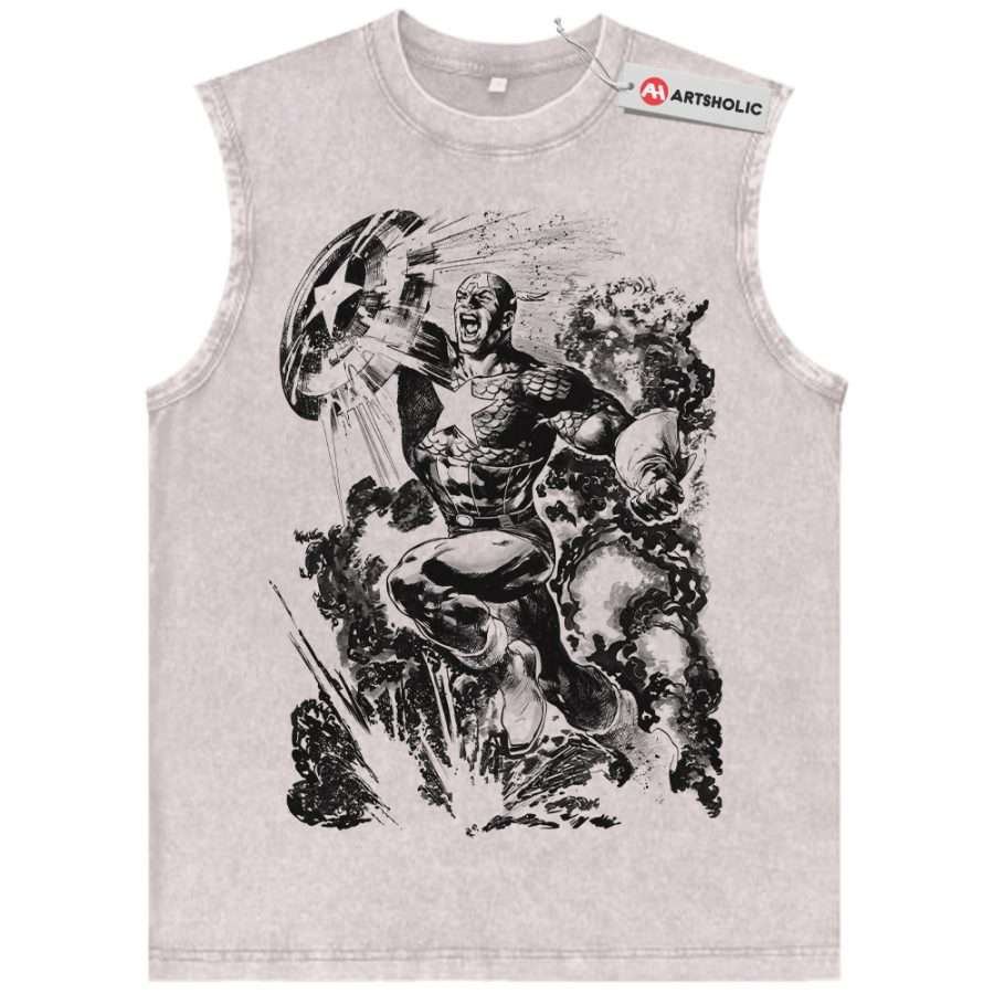 Alternative view of Captain America Tank Top, Marvel Comics Tank Top, Vintage Tank Top