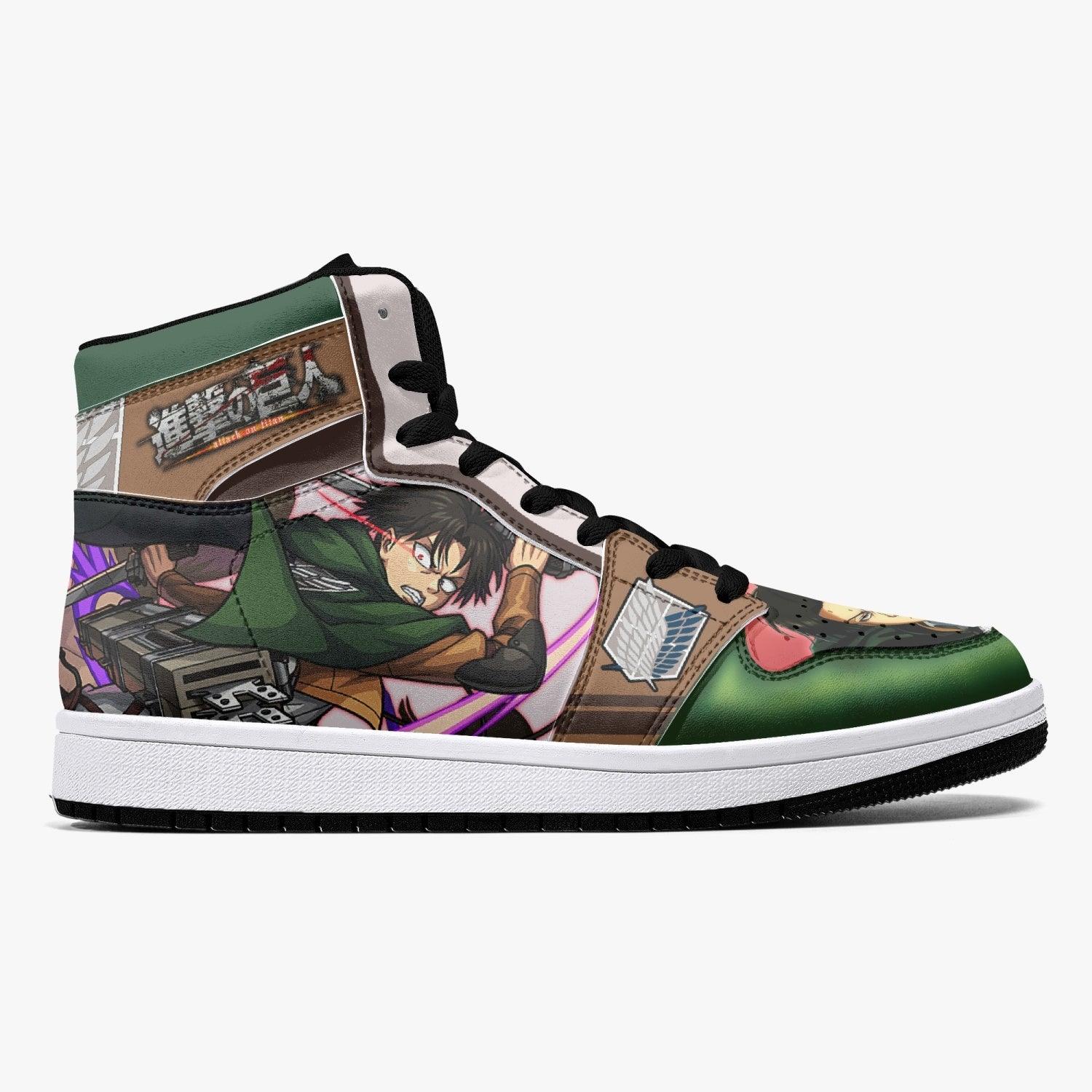 Alternative view of Captain Levi Attack on Titan Custom Sneaker Mid 1 Basketball Shoes - Otaku Hall