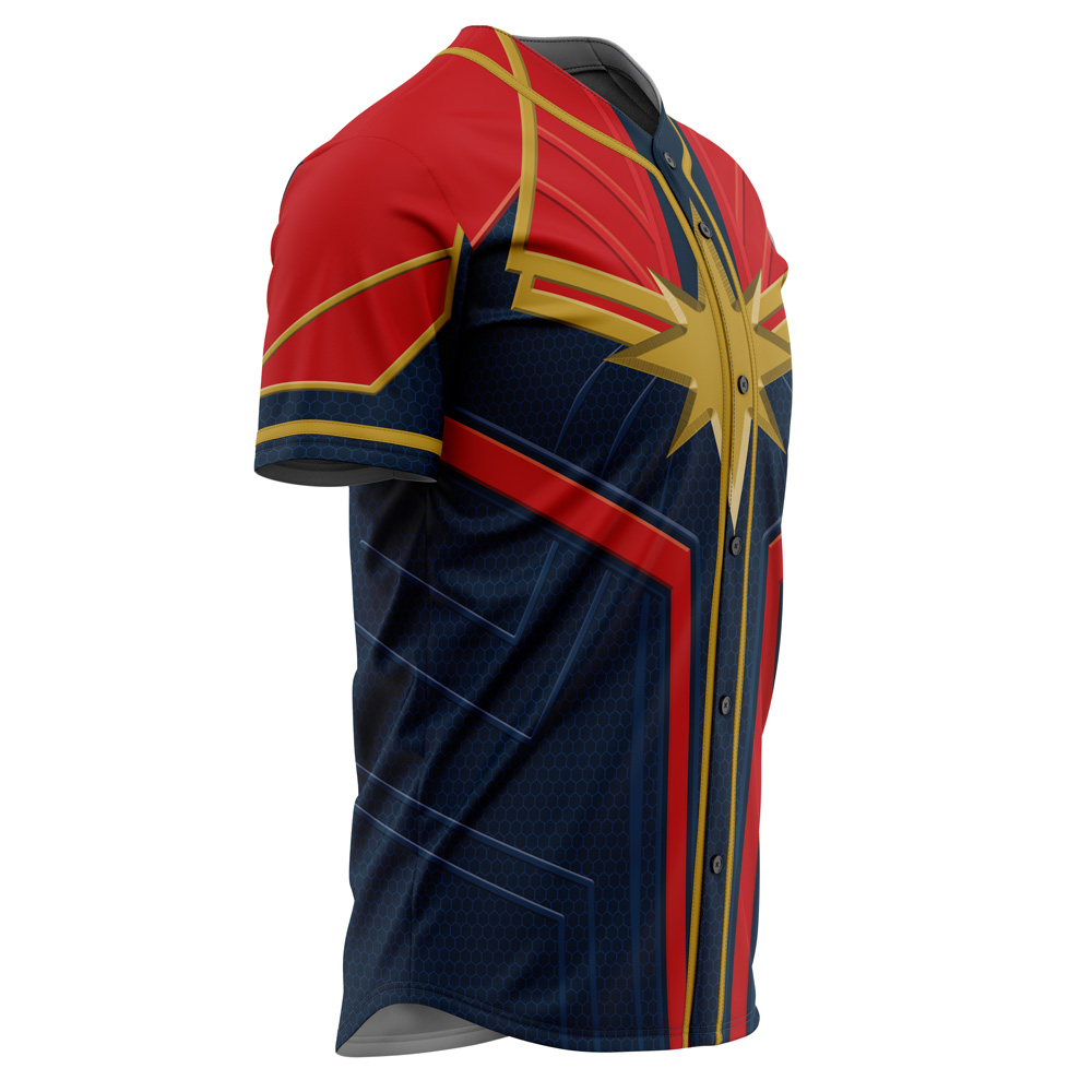Alternative view of Captain Marvel Cosplay Marvel Baseball Jersey