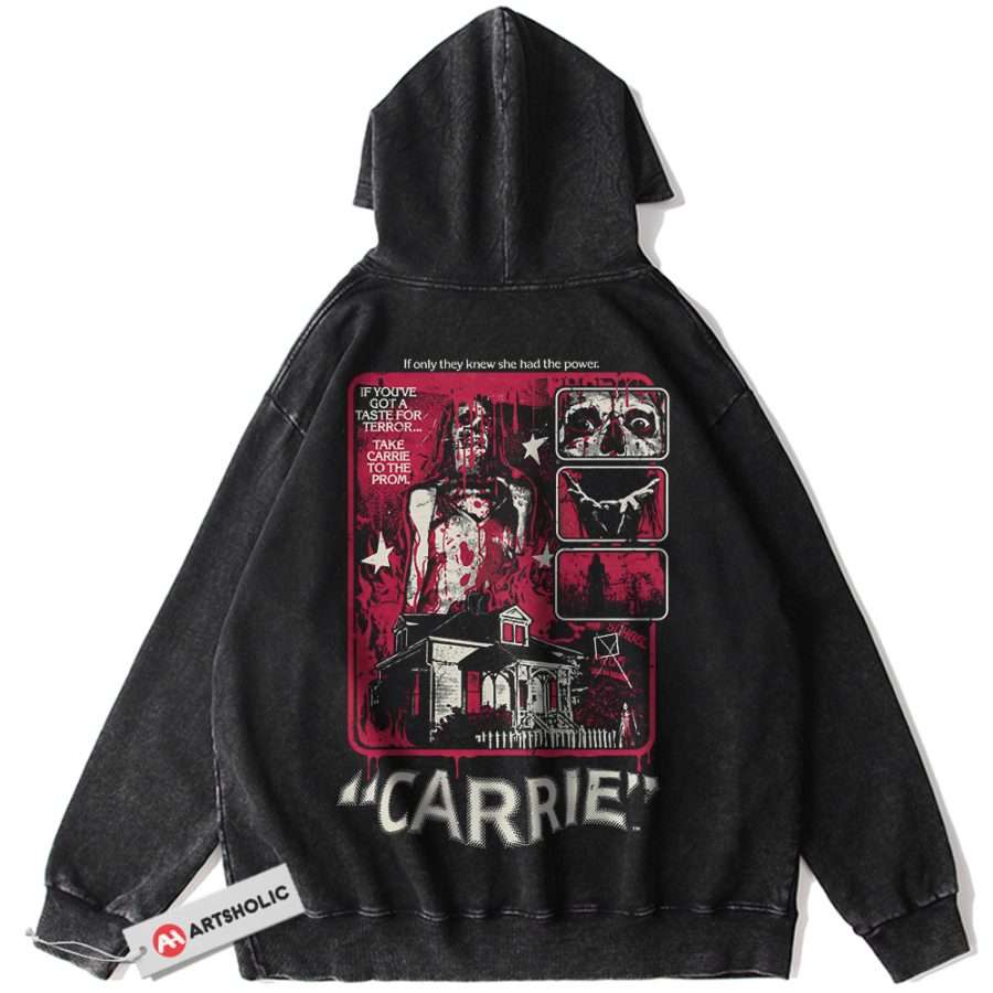 Alternative view of Carrie Hoodie, Halloween Hoodie, Horror Movie Hoodie, Vintage Hoodie
