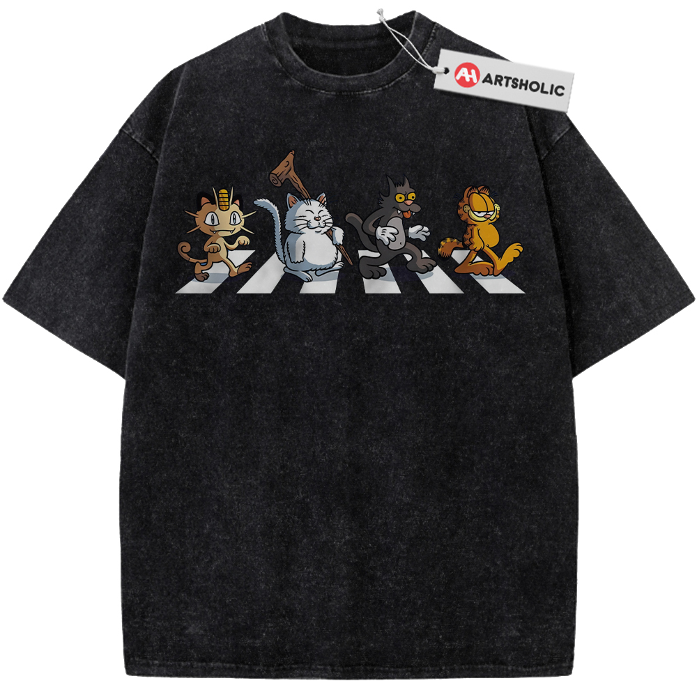 Alternative view of Cartoon Cats Shirt, Anime Graphic Tee, Comfort Colors Shirt