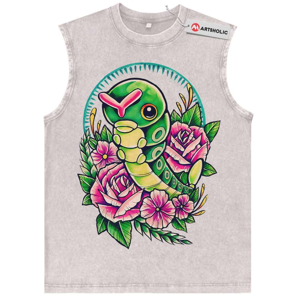 Alternative view of Caterpie Tank Top, Pokemon Tank Top, Anime Tank Top, Vintage Tank Top