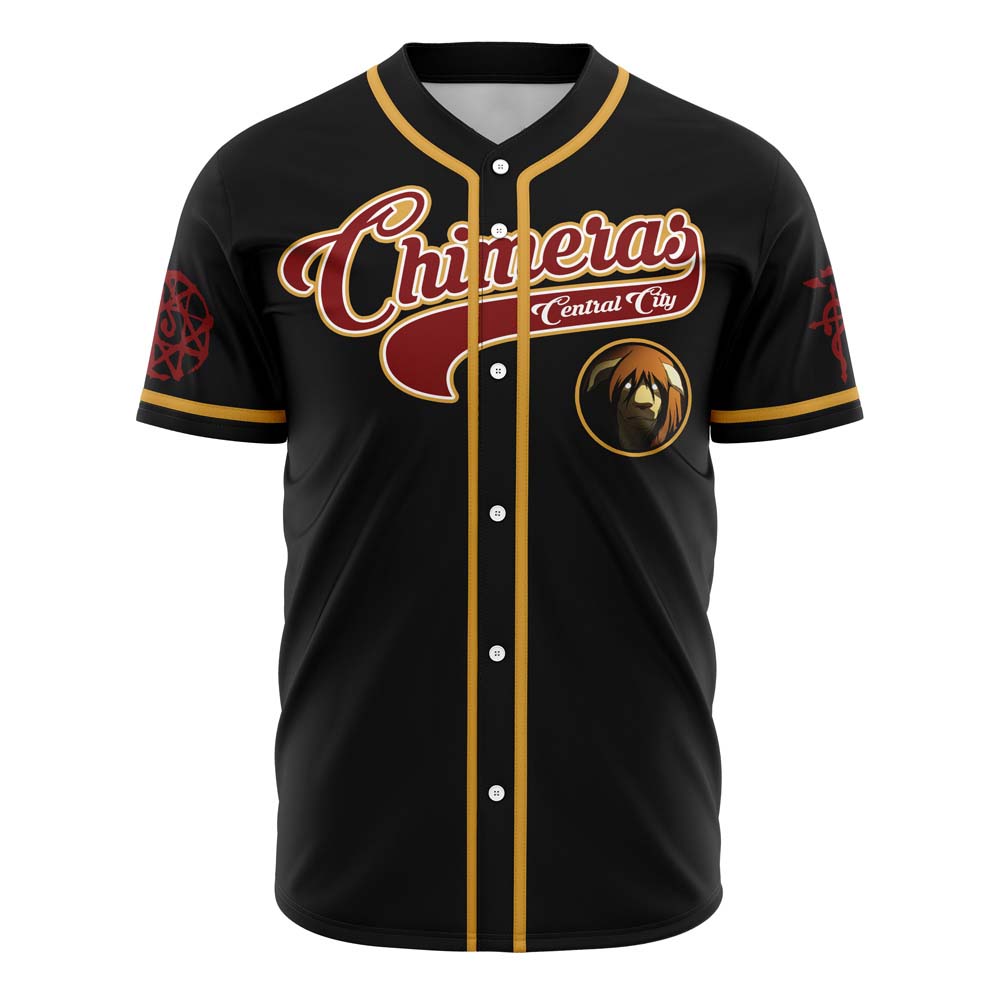 Alternative view of Central City Chimeras Full Metal Alchemist Custom Baseball Jersey - Otaku Hall