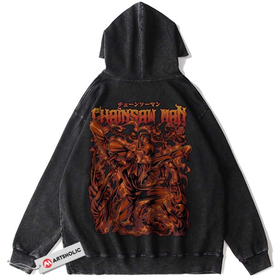 Alternative view of Chainsaw Man Hoodie. Anime Hoodie, Vintage Hoodie