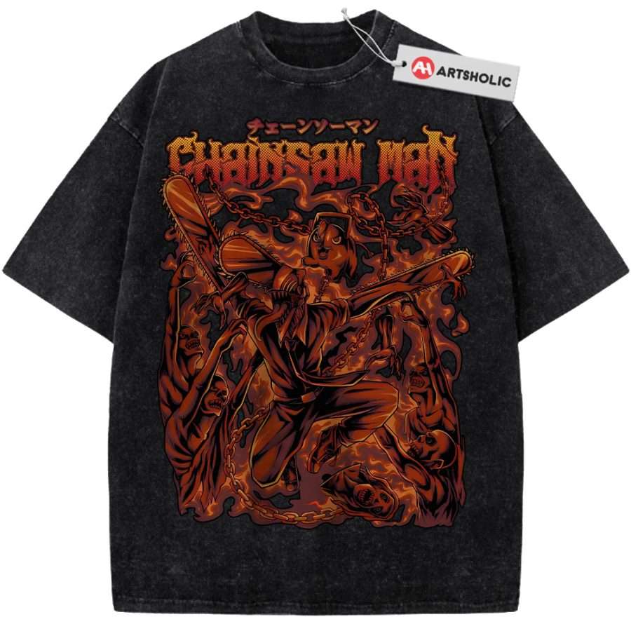 Alternative view of Chainsaw Man Shirt. Anime Shirt, Vintage Tee