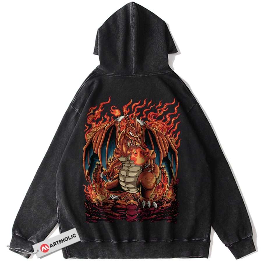Alternative view of Charizard Hoodie, Pokemon Hoodie, Anime Hoodie, Vintage Hoodie