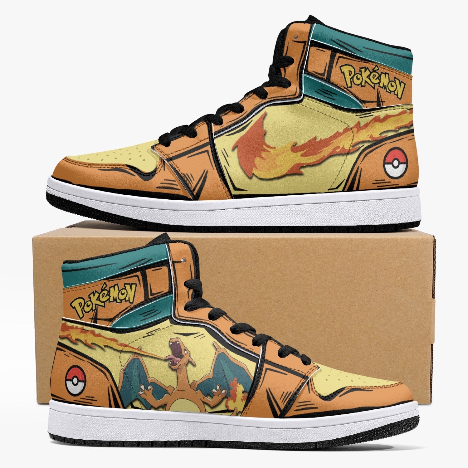Charizard Pokemon 2 Custom Sneaker Mid 1 Basketball Shoes - Otaku Hall