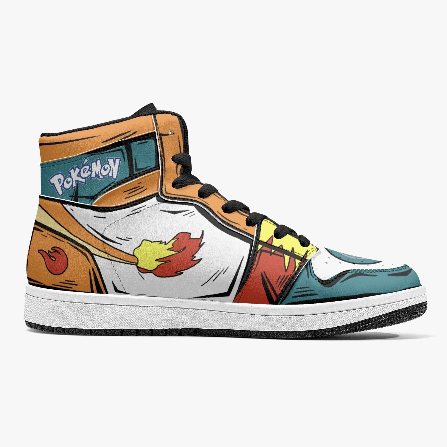 Alternative view of Charizard Pokemon Custom Sneaker Mid 1 Basketball Shoes - Otaku Hall