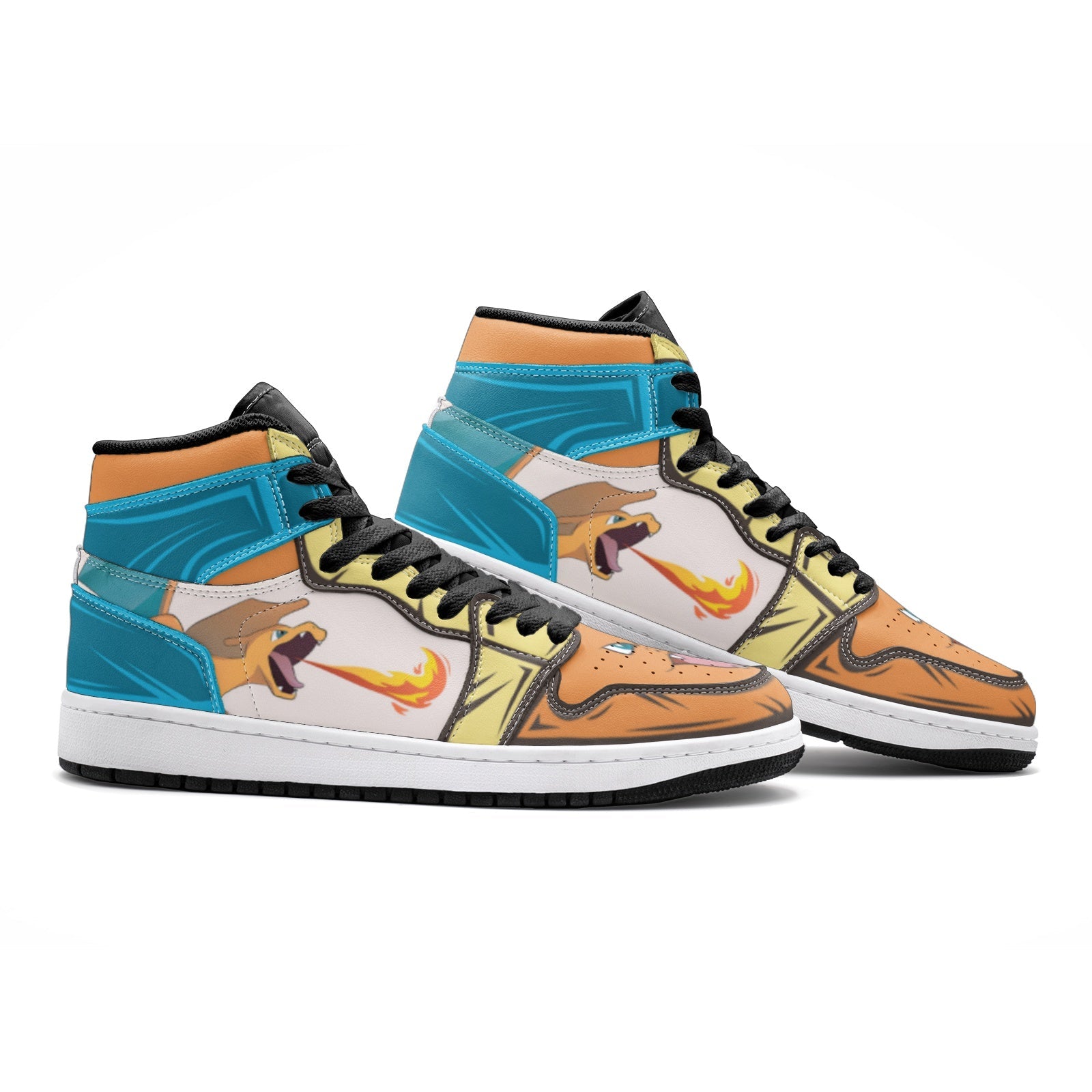 Alternative view of Charizard Roar Pokemon Custom Sneaker Mid 1 Basketball Shoes - Otaku Hall