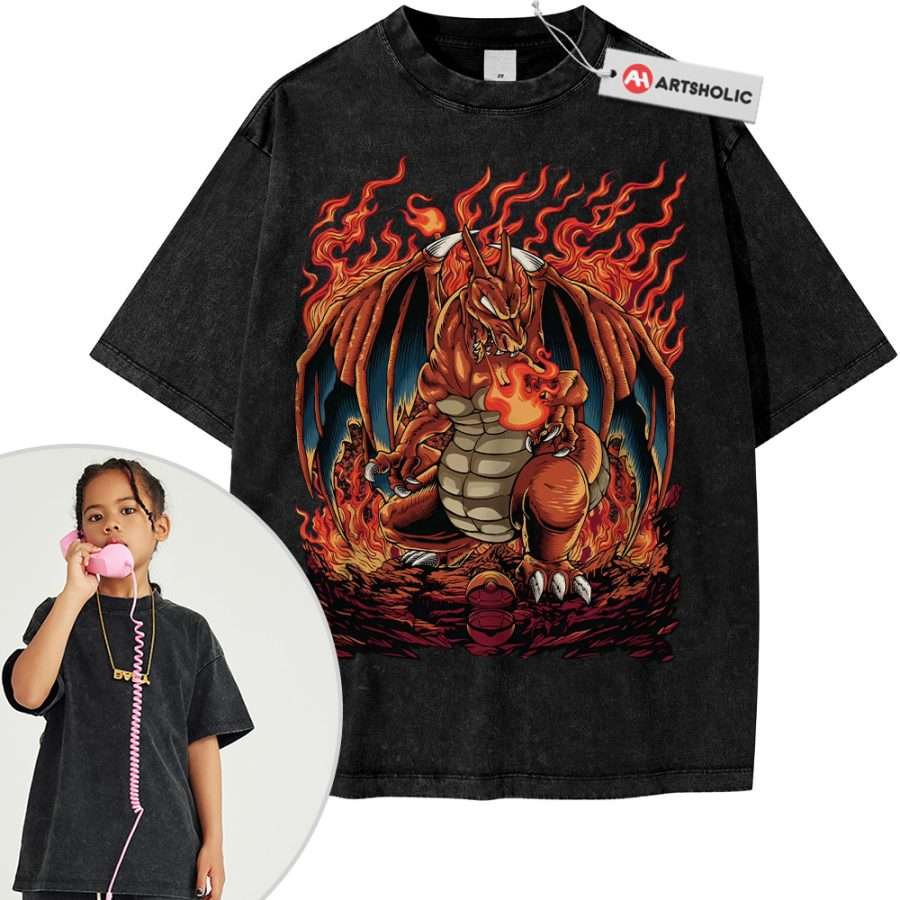 Charizard Shirt For Kids, Pokemon Shirt For Kids, Anime Shirt For Kids, Vintage T-Shirt For Kids - Image 7
