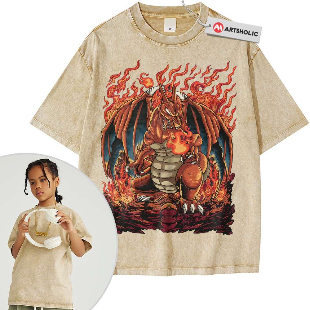Alternative view of Charizard Shirt For Kids, Pokemon Shirt For Kids, Anime Shirt For Kids, Vintage T-Shirt For Kids