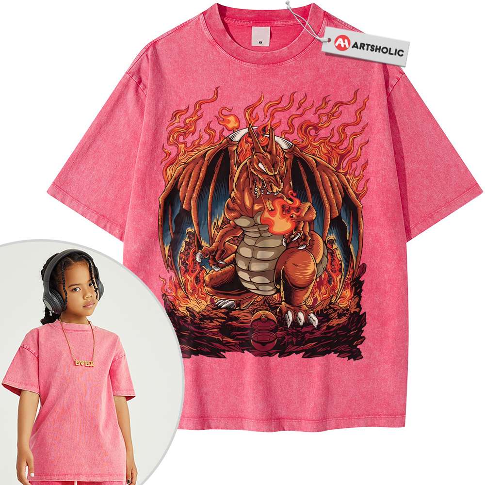 Charizard Shirt For Kids, Pokemon Shirt For Kids, Anime Shirt For Kids, Vintage T-Shirt For Kids - Image 5