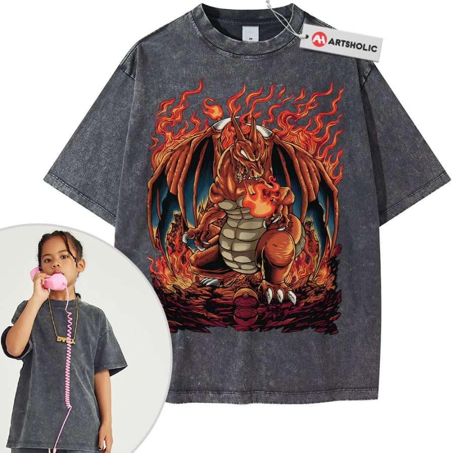 Charizard Shirt For Kids, Pokemon Shirt For Kids, Anime Shirt For Kids, Vintage T-Shirt For Kids - Image 11