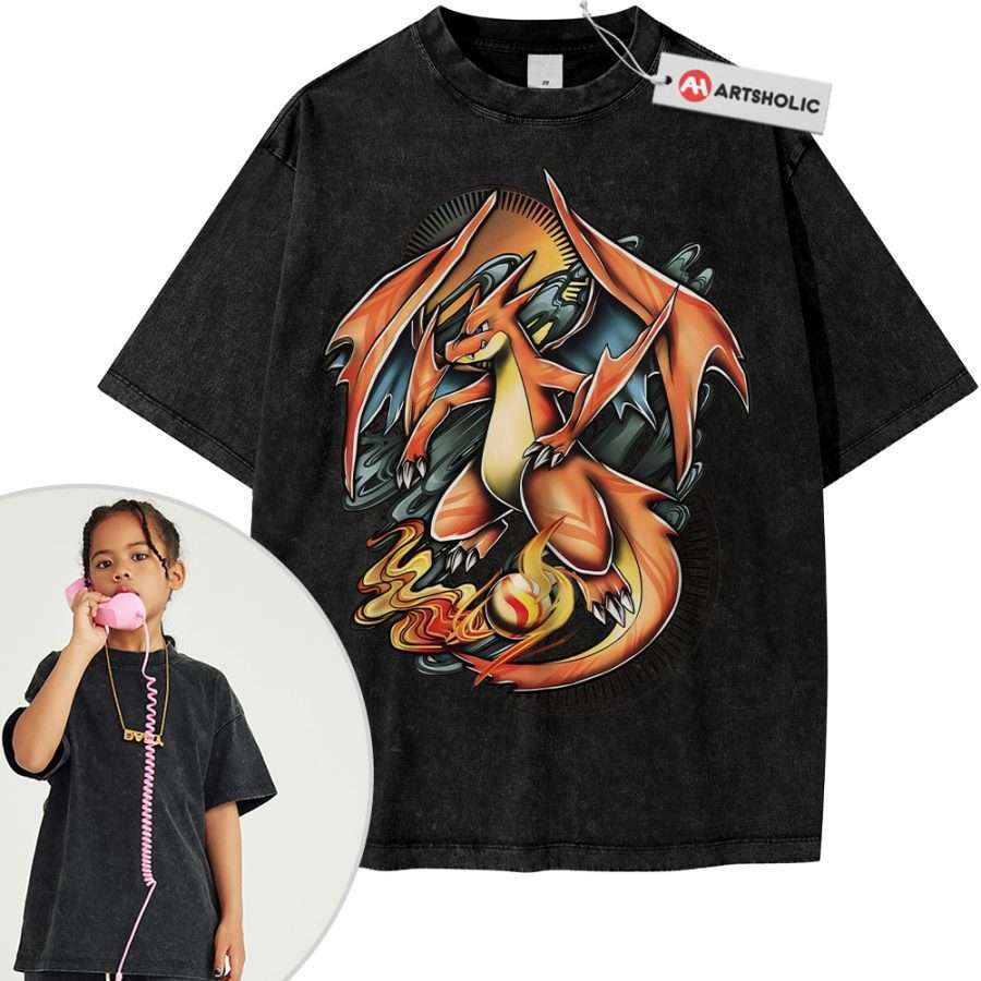 Alternative view of Charizard Shirt For Kids, Pokemon Shirt For Kids, Anime Shirt For Kids, Vintage Tee For Kids