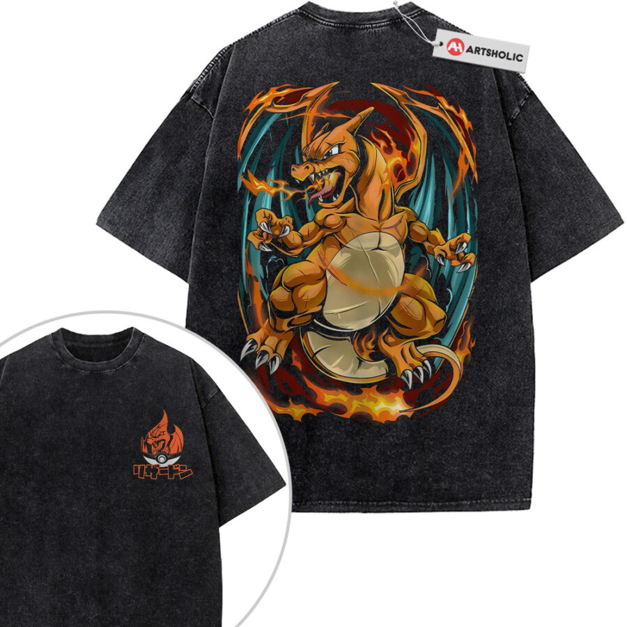 Alternative view of Charizard Shirt, Pokemon Shirt, Anime Shirt, Vintage T-Shirt 2-Sided