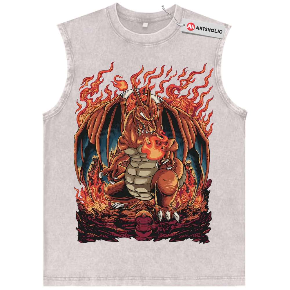 Alternative view of Charizard Tank Top, Pokemon Tank Top, Anime Tank Top, Vintage Tank Top