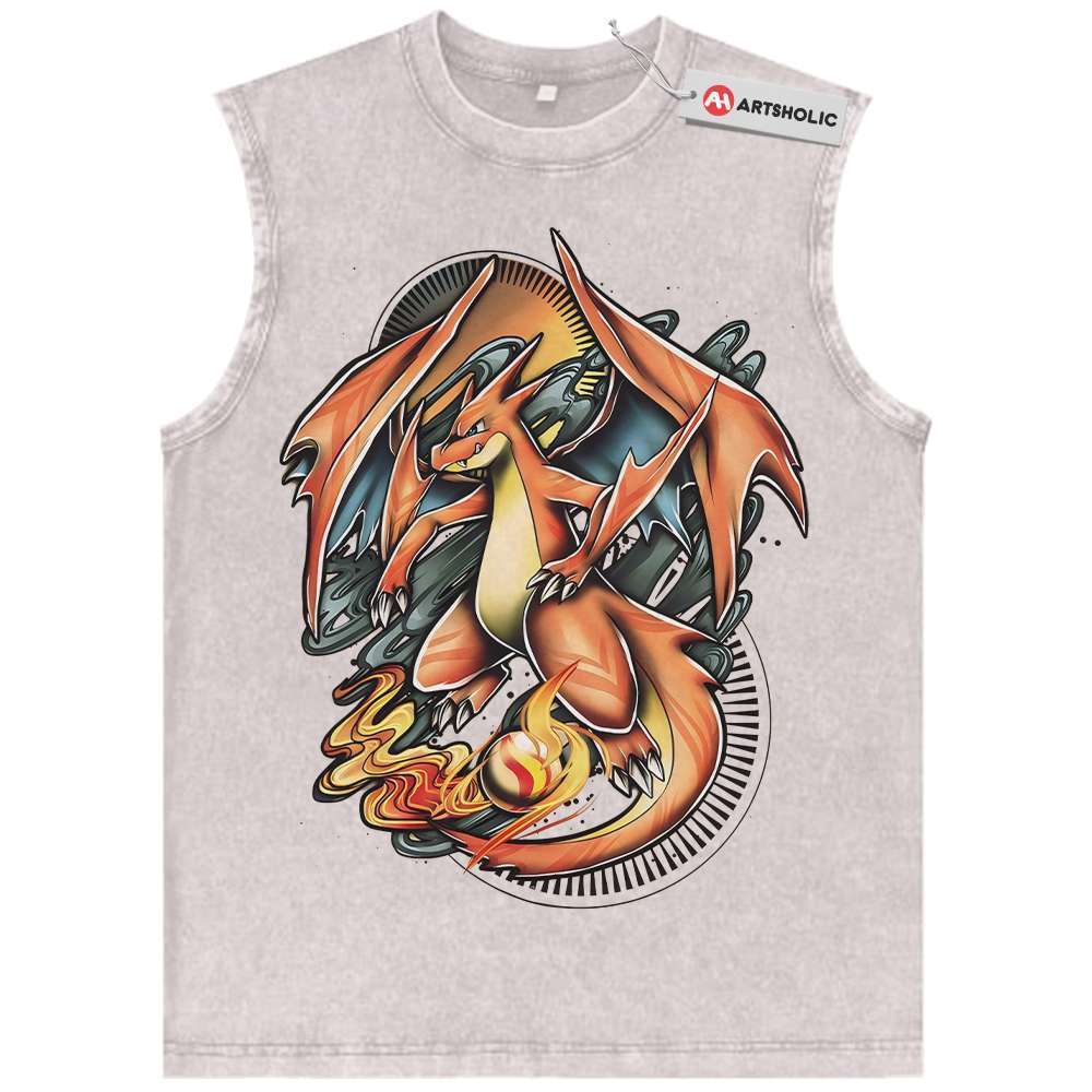 Alternative view of Charizard Tank Top, Pokemon Tank Top, nime Tank Top, Vintage Tank Top