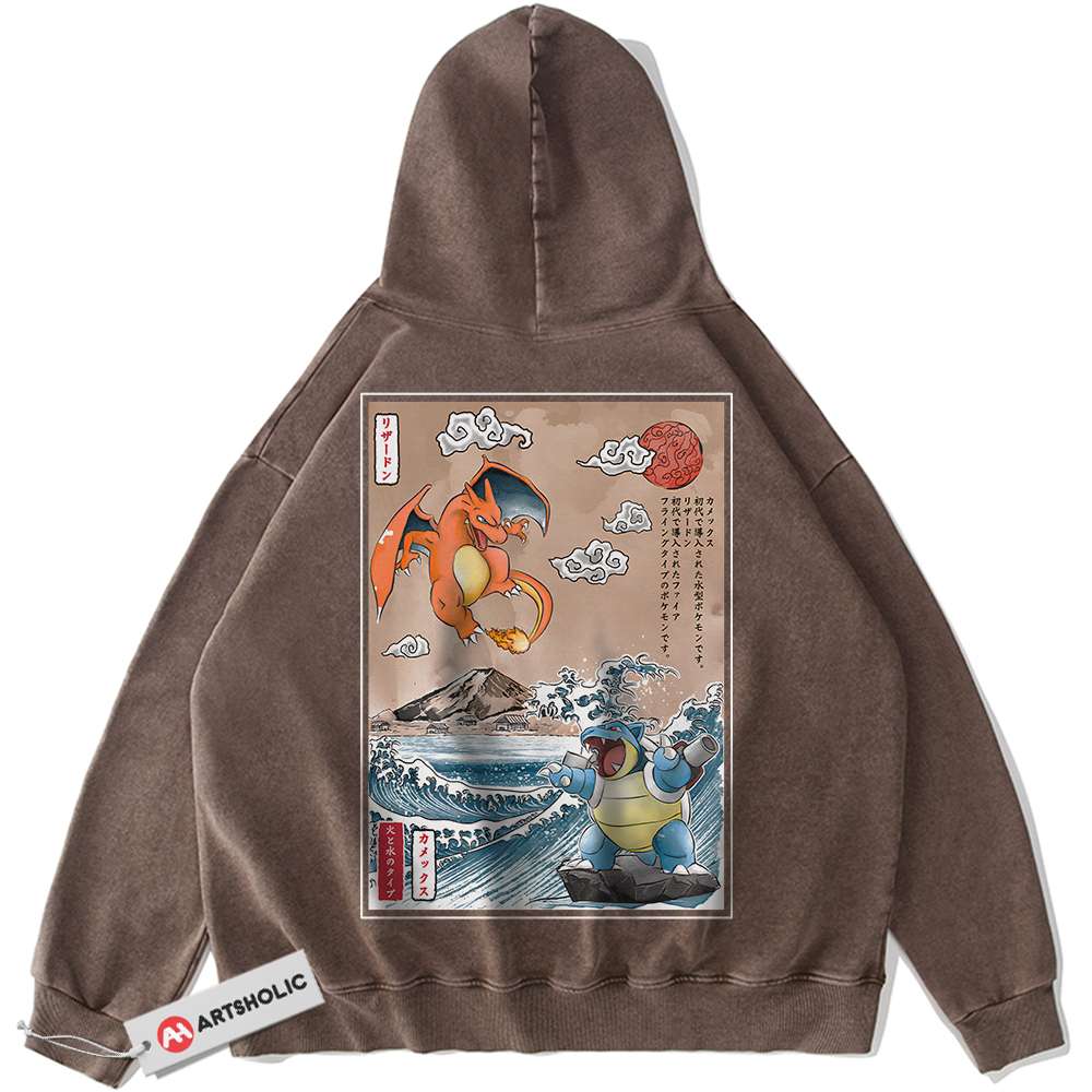 Alternative view of Charizard vs Blastoise Hoodie, Pokemon Hoodie, Anime Hoodie, Vintage Hoodie