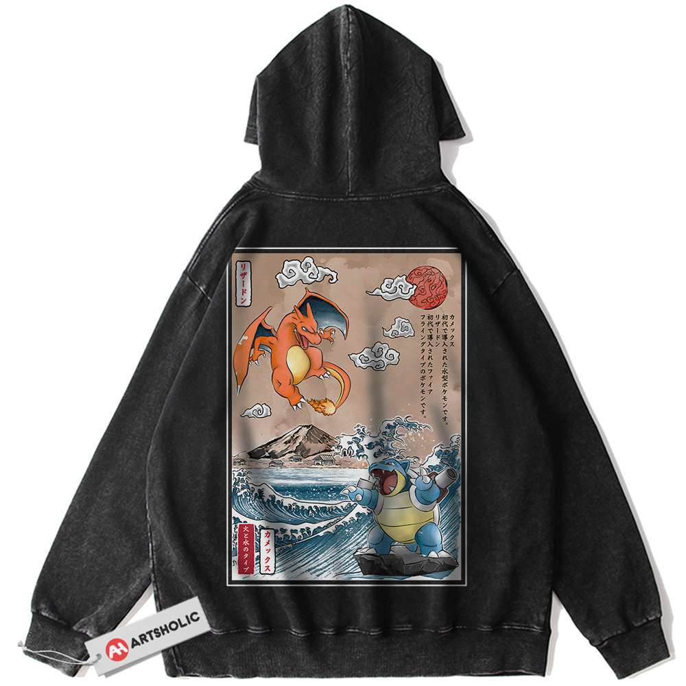 Charizard vs Blastoise Hoodie, Pokemon Hoodie, Anime Hoodie, Vintage Hoodie