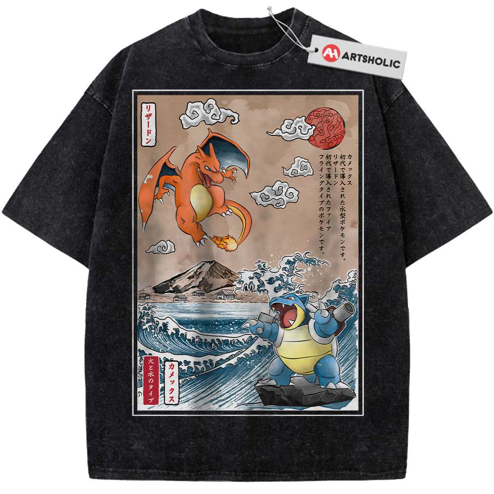 Alternative view of Charizard vs Blastoise Shirt, Pokemon shirt, Anime Shirt, Vintage T-Shirt