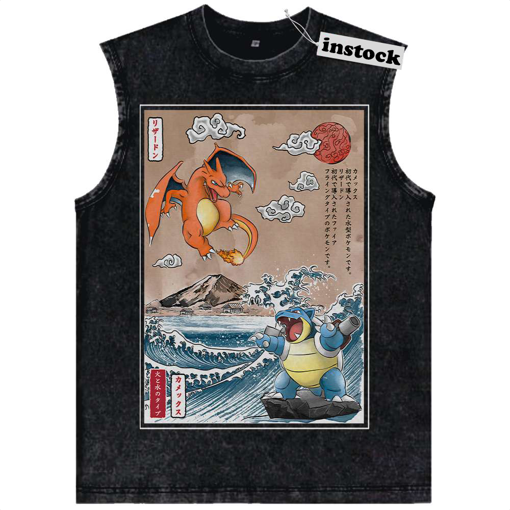 Charizard vs Blastoise Tank Top, Pokemon Tank Top, Anime Tank Top, Vintage Tank Top