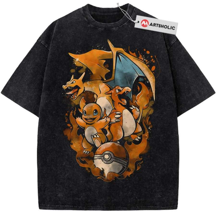 Alternative view of Charmander - Charmeleon - Charizard Shirt, Pokemon shirt, Anime Shirt, Vintage Tee
