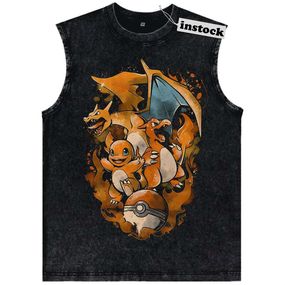 Charmander - Charmeleon - Charizard Tank Top, Pokemon Tank Top,Anime Tank Top, Vintage Tank Top